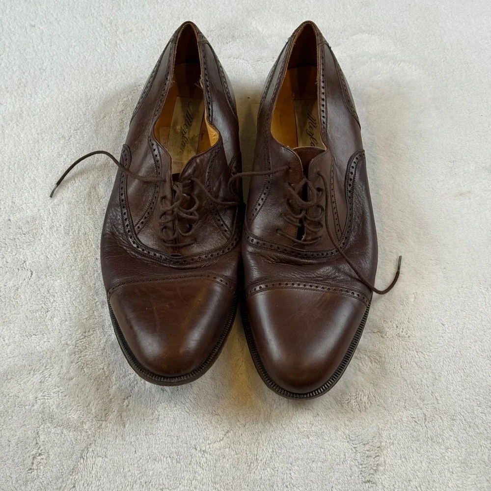 Mezlan Florence Wingtip Oxford Shoes‎ Men's 11.5 B Brown Leather Made in Spain
